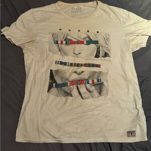 Guess Beige Graphic Tee for Men
